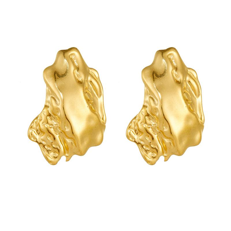 Fashion Irregular Geometry Ladies Stud Earrings 18K Gold Plated Stainless Steel Premium Texture Luxury Jewelry for Gift