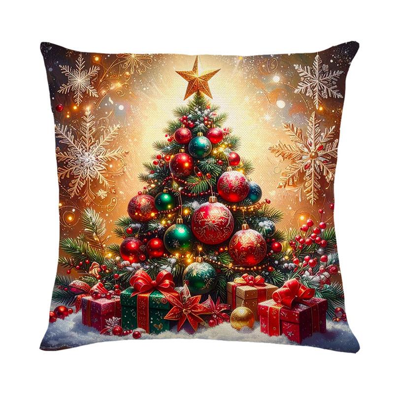 Christmas Pillow Cover Holiday Home Decoration Sofa Cushion Cover Printed Pillow Cover