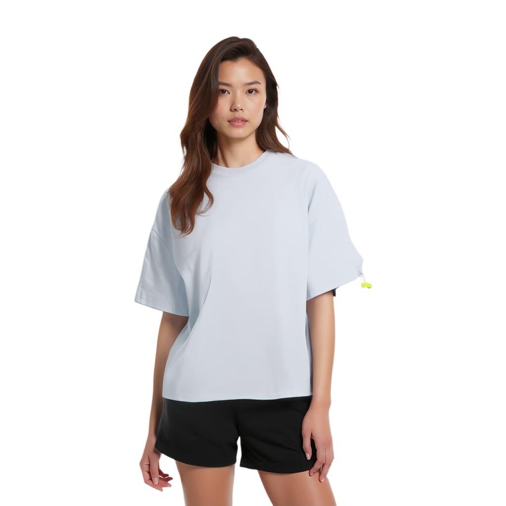 Puma Round Neck Solid Color Short Sleeve T-Shirt Unisex Tops Light-Blue Gray 599018-31