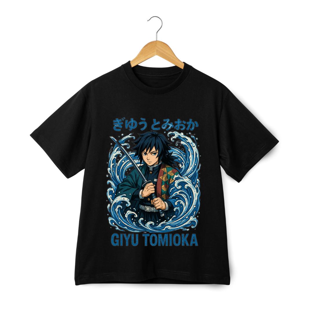 Giyu Tomioka Water Sword Graphic T-Shirt Mens Womens Tees Top - Demon Slayer Anime Streetwear Tee 4XL