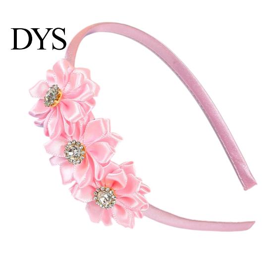 Flower Headband Princess Rhinestone Inlaid Multi-Petal 3D Flowers Lightweight Comfortable Hair Hoop Girls Party Accessory Transparent Plastic