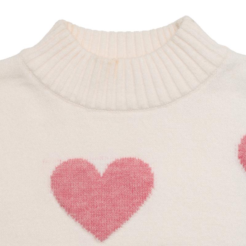 2025 Autumn/Winter Women's Christmas Love Jacquard Knit Sweater - European/American Style Semi-High Neck
