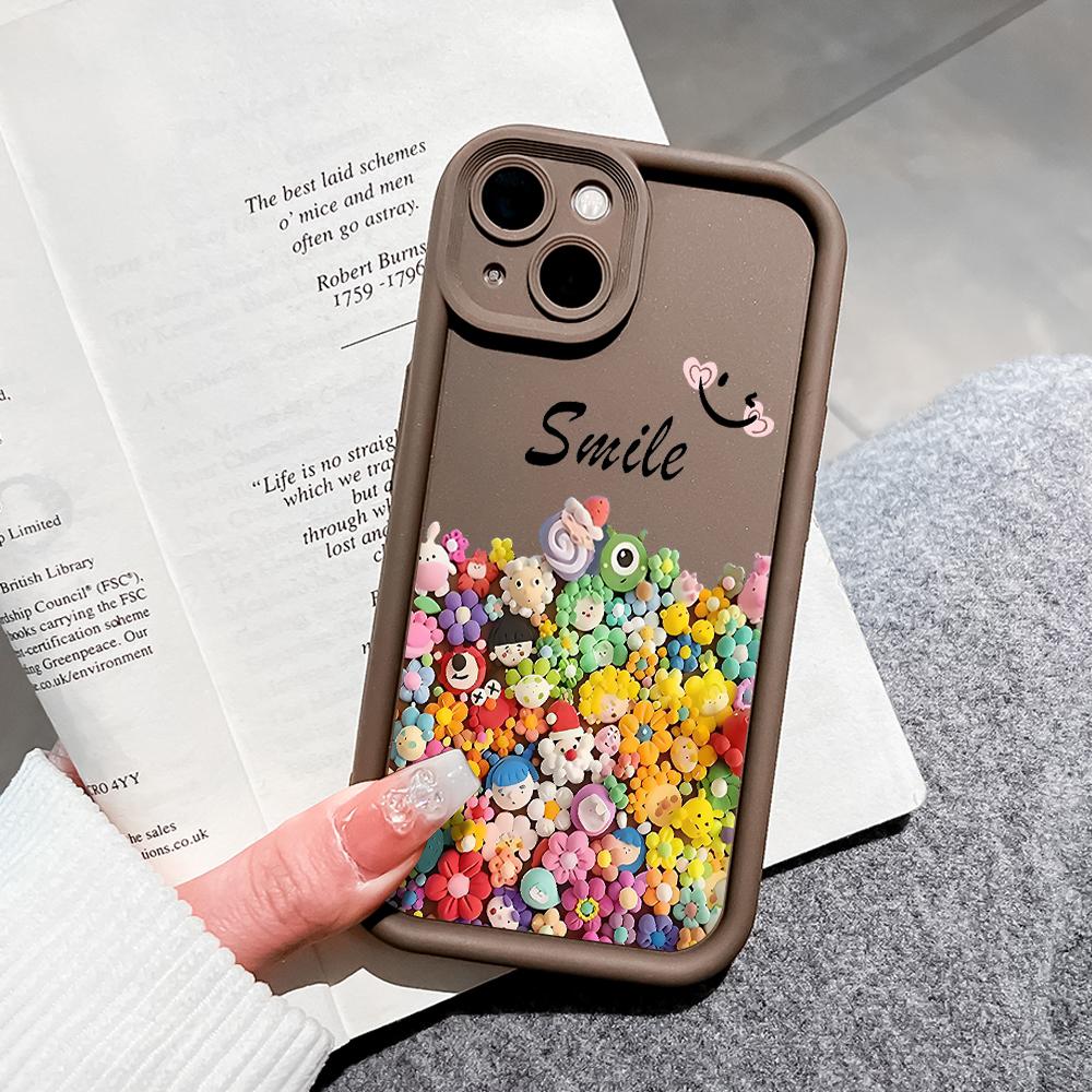 For iPhone 16 15 14 13 12 11 Pro Max XS Max XR X SE 8 7 Colorful Flowers Soft Silicone Full Lens Shockproof Protect Case