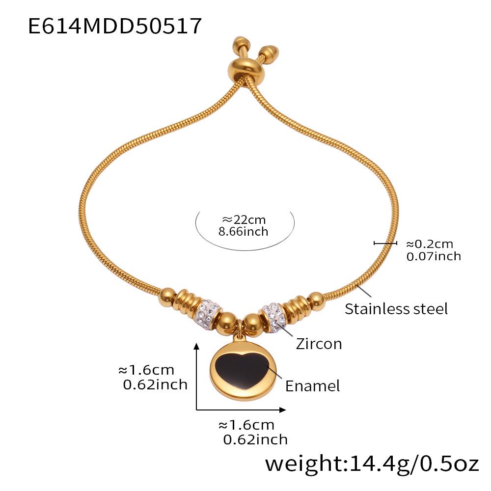 Qiong Yao Retro Heart Charm Enamel Pendant Bracelet - Simple, High-End Fashionable Jewelry in Stock