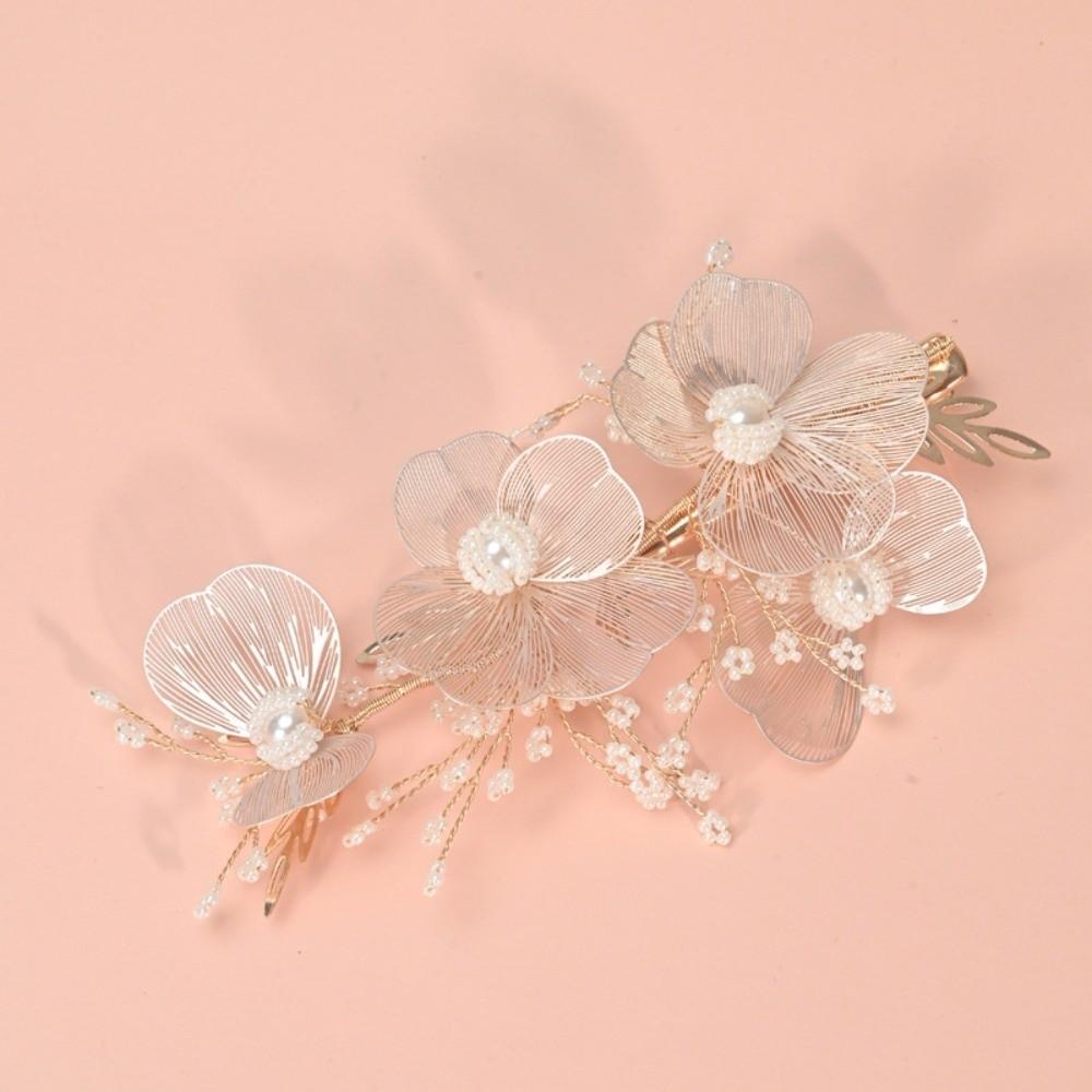 Pearls Wedding Headdress Exquisite Flower Pinch Hair Clip Sweet Bridal Hairpin  Party
