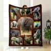 Adorable Baby Elephants Pattern Blanket Bedroom Blanket for Livingroom Couch Lunch Break Soft Throw for Friend's Festival Gift