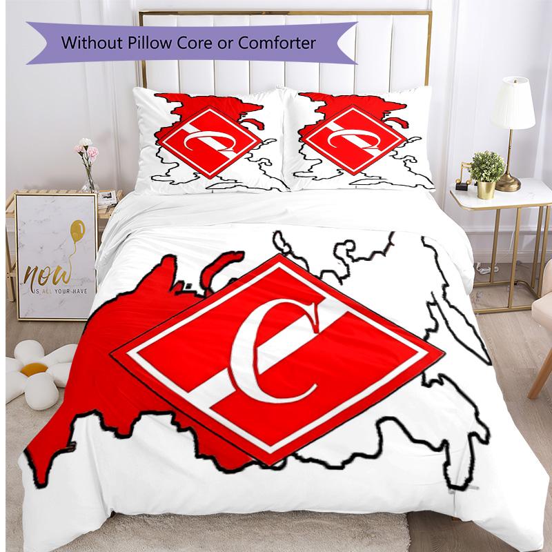 Spartak Moscow Pattern Printed 3PCS Bedding Set Soft Skin-Friendly Washable Duvet Cover & Pillowcases Set All Season Bedroom