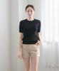 Keulleiseu Ribbon Cable Short Sleeve Knit_ Dark Red