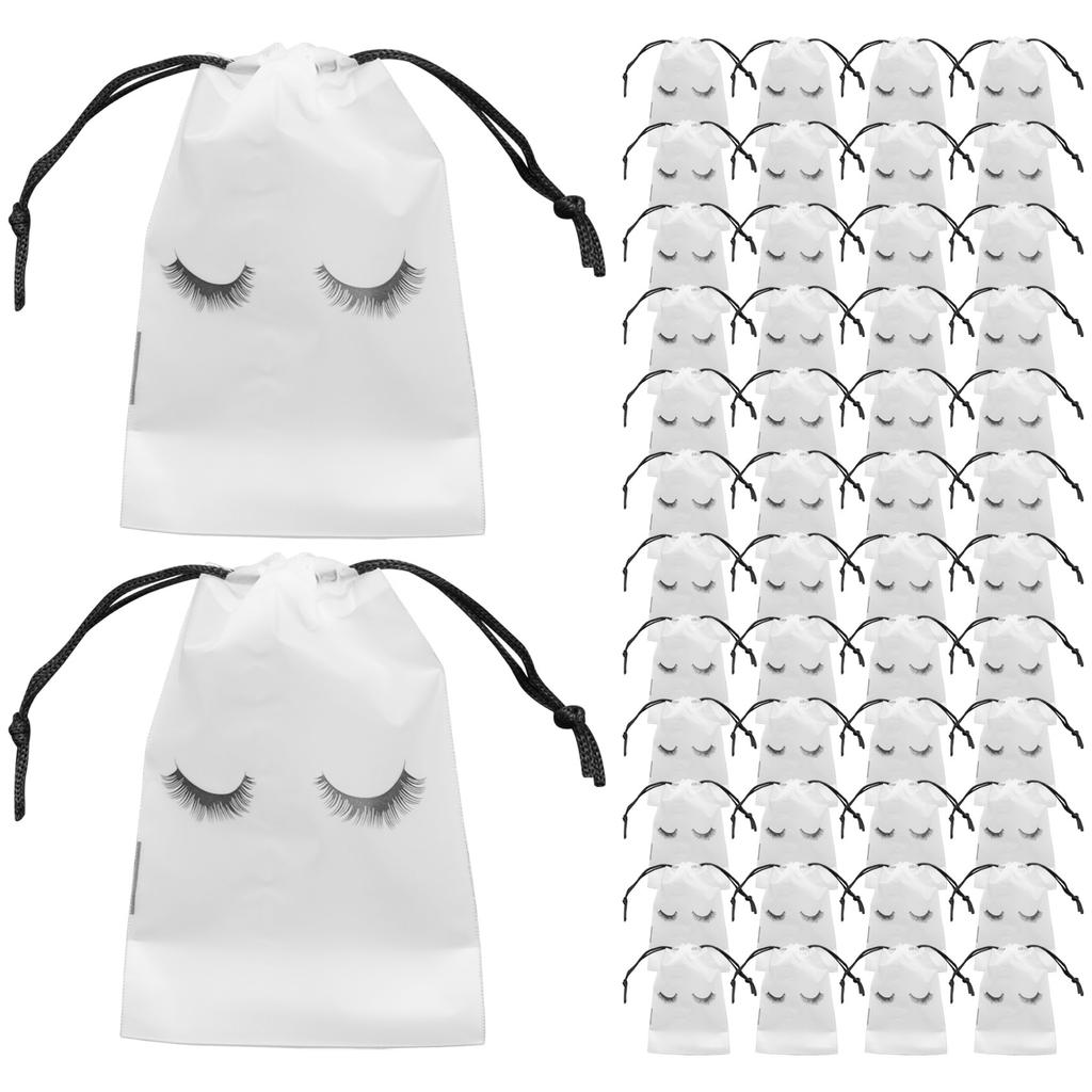 Good-50 Stück Wimpernpflegebeutel, Kosmetiktaschen aus Kunststoff, Reise-Kosmetikbeutel mit Kordelzug