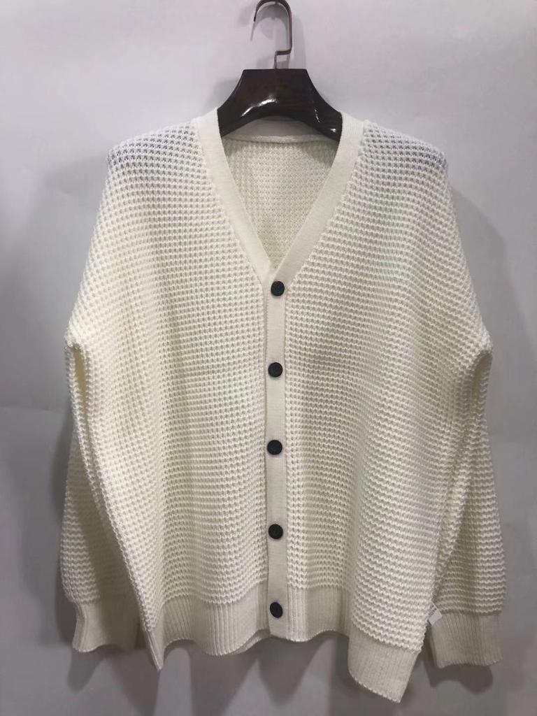 Women's Single-Breasted Knit Cardigan - Loose-Fit Autumn/Winter Style