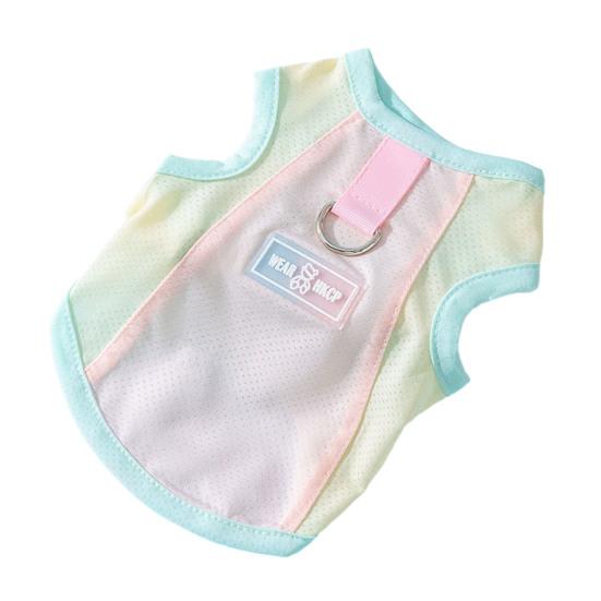 

Сетчатый охлаждающий жилет для собак, летняя дышащая майка без рукавов, цветовая блокировка, майка для домашних животных с D-кольцом для маленьких собак, йорка, чихуахуа S розовый