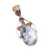 Natural Green Dendrite Opal Gemstone 925 Solid Silver TwoTone Pendant 1.75" H9d79