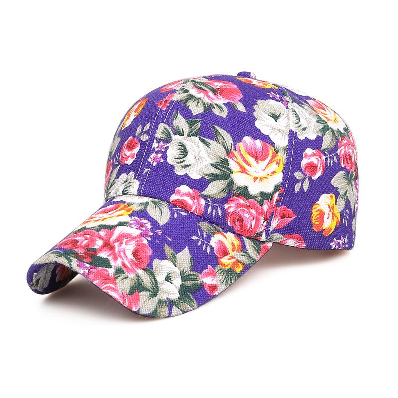 Outdoor Sunscreen Hat Casual Women Baseball Cap Adjustable Casual Cap Cotton Polyester Floral Printed Hat For Spring Outdoor