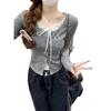 Lace Patch Long Sleeve T Shirt For Women With Butterfly Pattern And Crew Neck For Office Wear