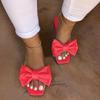 Women's Bowknot Flat Slippers, Solid Color Square Open Toe Non Slip Slides Shoes, Versatile Indoor & Outdoor Slippers
