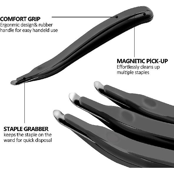 KTRIO Magnetic Staple Remover Tool 4 Pack, Professional Stapler Removers Flat Staple Puller Stick for Classroom, Office, Home, Classic Black