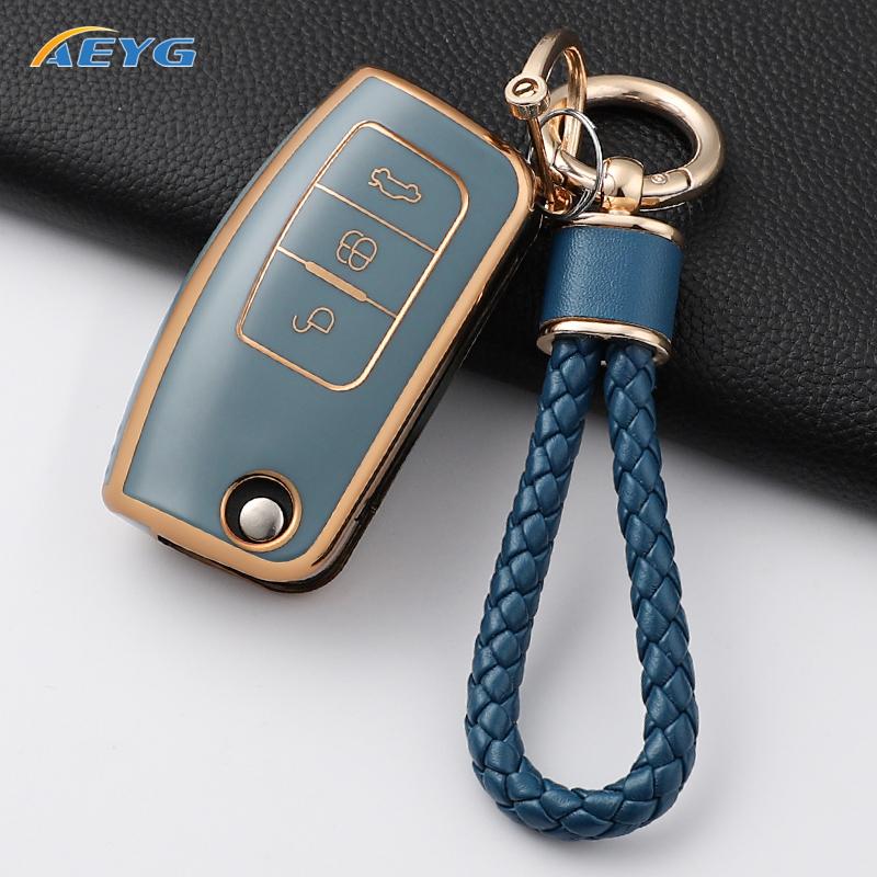 Car Key Case Cover for Ford Focus 2 MK2 Fiesta Mondeo Galaxy Ecosport Kuga Escape Falcon B-Max C-Max Keychain Accessories