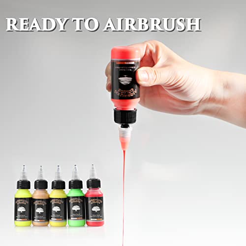 SAGUDIO Airbrush Acrylfarbe Set 24 * 30ml (1 Unze) Grundfarben mit Farbkreis - Airbrush-Farbset, bereit für die Airbrush-Malerei.