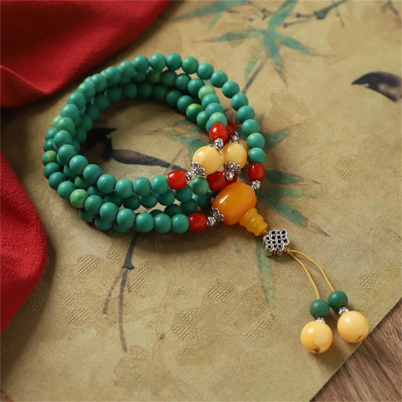 Handmade Turquoise Gemstones Prayer Beads Necklace With 8mm Round Beads Unisex Stone Wristband Cultural Spiritual Gift