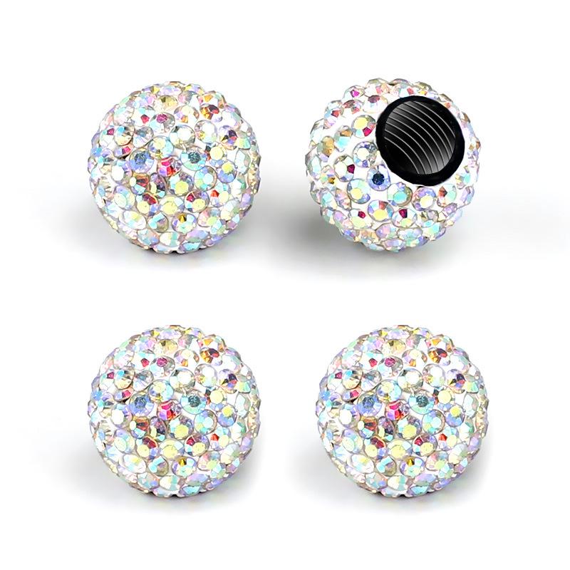 4Pcs/Lot Bling Rhinestone Universal Car Tire Valve Caps Crystal Diamond Shining Dustproof Valve Stem Caps Car Accessories