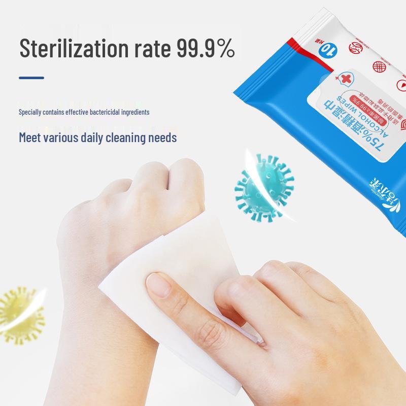 10-Pack Sterilizing 75% Alcohol Cotton Pads - Disposable Disinfecting Wet Wipes