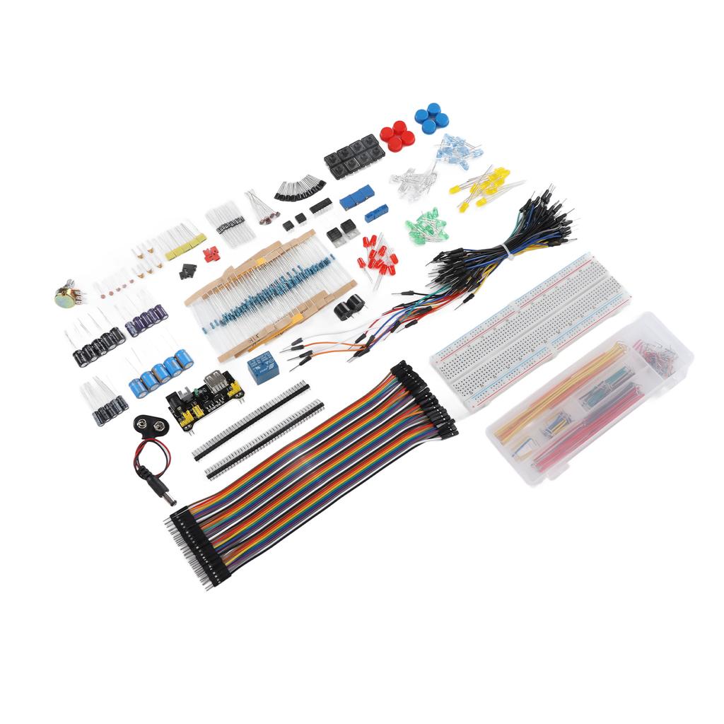 Kit asortiment de componente electronice DIY Modul de putere Rezistor Condensator Tranzistor Jumper Fires