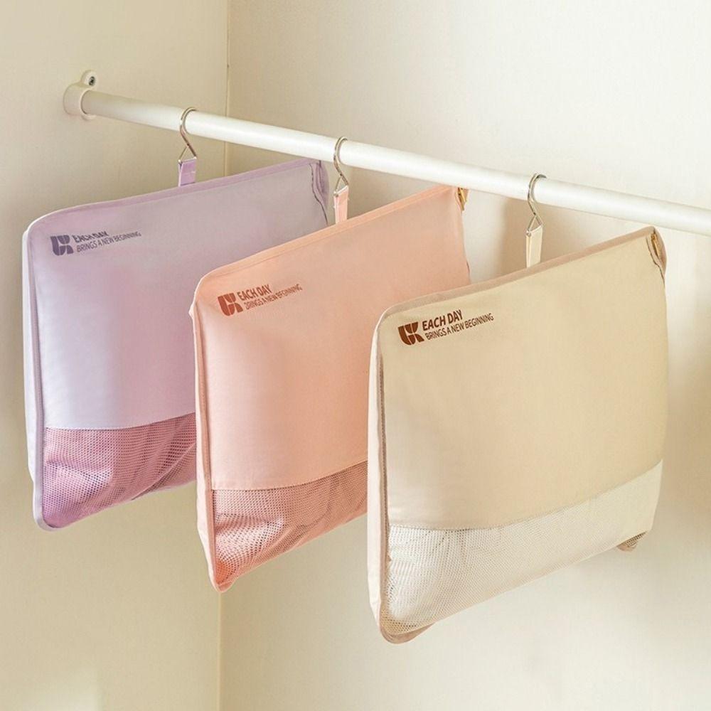 Mesh Hanging Clothes Organizer Large Capacity Space Saving Clothes Hanger Bag Visible with Hook Clothing Storage Bag Wardrobes