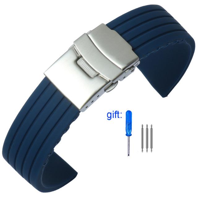 Safety buckle rubber watch strap Men 20 22mm For Seiko PROSPEX SKX007 Water Ghost Abalone Casio MDV-106 Silicone soft Watchbands