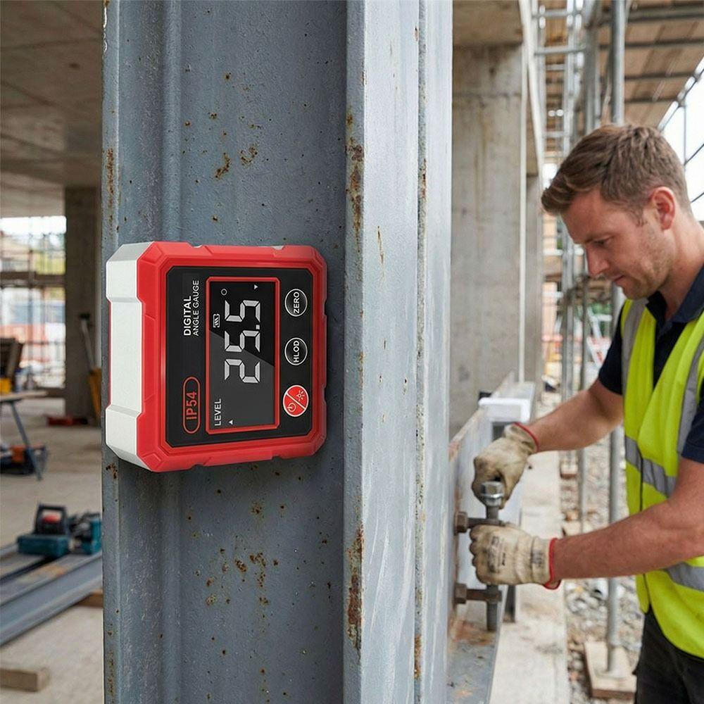 4 Side Magnetic Inclinometer with Dual Laser Level Box Digital Angel Meter  Woodworking Measuring
