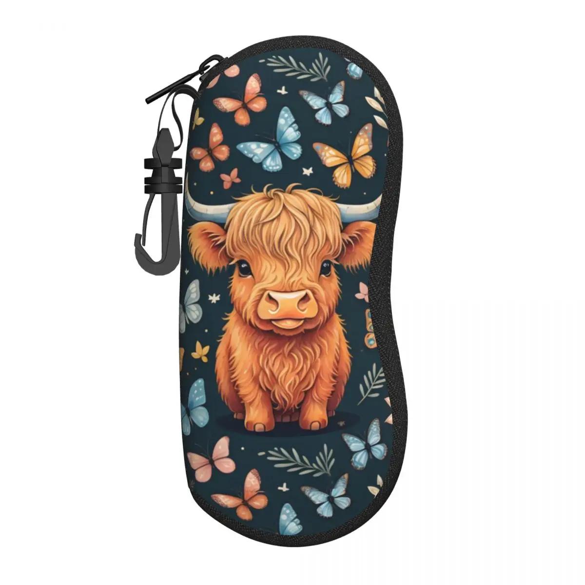 

Custom Highland Cow And Flower Shell Eyeglasses Case Women Men Fashion Glasses Case Sunglasses Box Pouch S разноцветный
