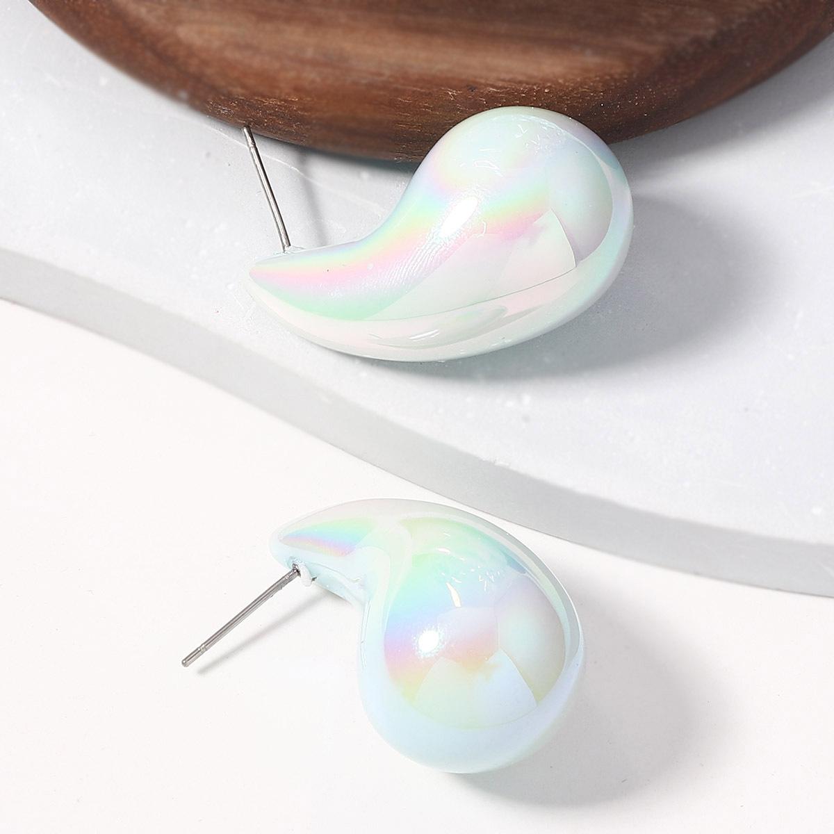 

European and American magical gradient colored hollow and chubby teardrop earrings, fashionable and trendy acrylic multi-color women s earrings