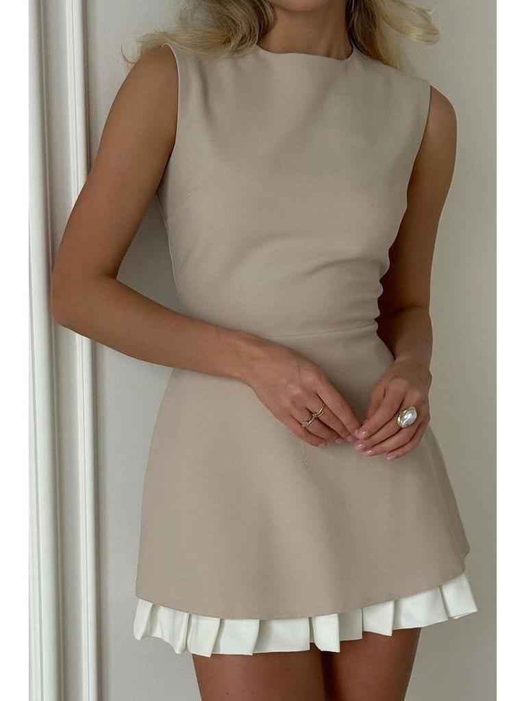 2024 Patchwork Rüschensaum Ärmelloses Abendkleid für Partys und Urlaub