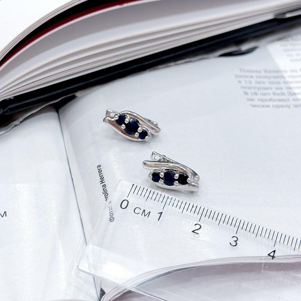 Silver Earrings with Natural Sapphire 1.65ct (2168836)