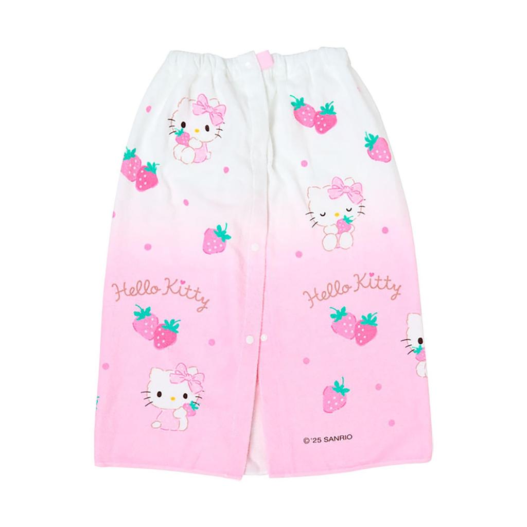 Sanrio 70cm Hello Kitty Wrap Towel for Pool Changing Towel with Snap Buttons and Name Tag Kids' Girls, Pink, 100% Cotton, Accessory, (Product Number