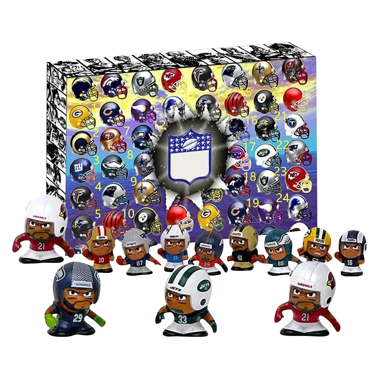 

24-х шт. Американский футбол Адвент-календарь 2024, милые футбольные персонажи Рождественский календарь на 24 дня, Регби Адвент-календари One Size разноцветный