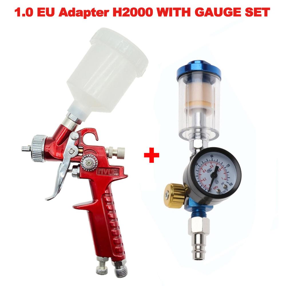 H-2000 HVLP Spray Gun 0.8/1.0mm Nozzle Mini Air Paint Spray Guns Airbrush For Painting Car Aerograph