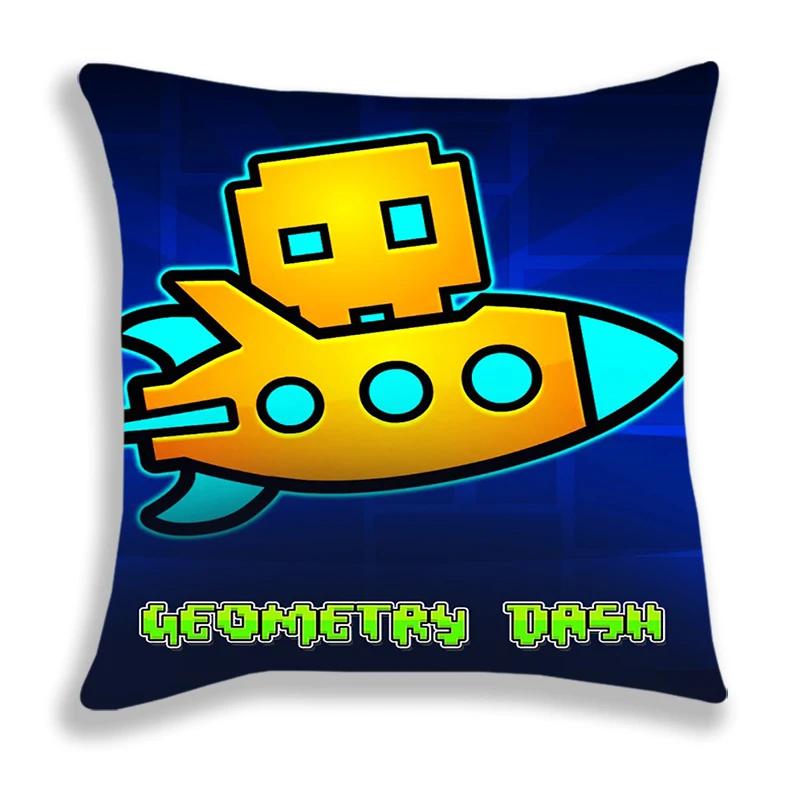 Geometry Dash Kreslený Potisk Povlak na Polštář 45x45cm Potahy na Polštáře Pohovka Postel Domácí Dekorace Vlastní Potahy na Polštáře Dekorace do Auta Dárek