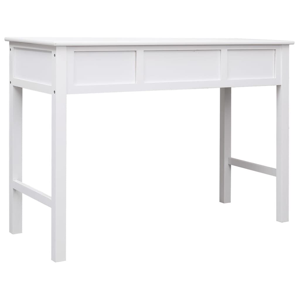 Vidaxl Biurko, Białe, 108X45X76 Cm, Lite Drewno Paulowni