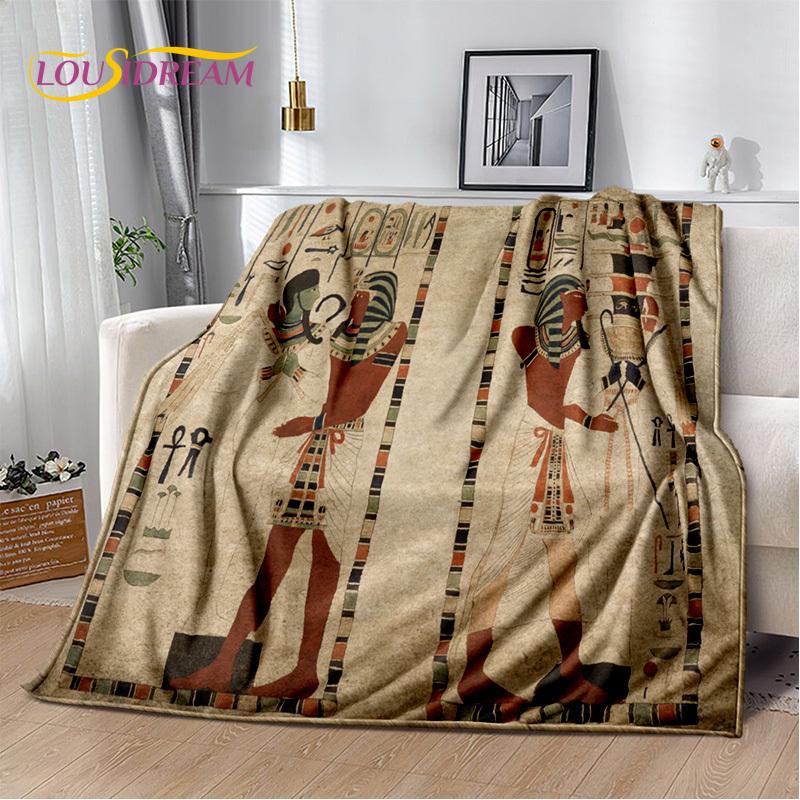 3D Ideographic Sign Symbols Ancient Egyptian Mythological Blanket,Soft Throw Blanket for Home Bedroom Bed Sofa Cover Blanket Kid