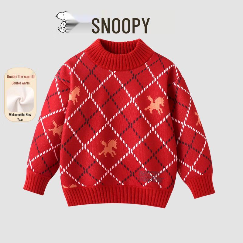 Snoopy Half-High Collar Fleece-Lined Sweater