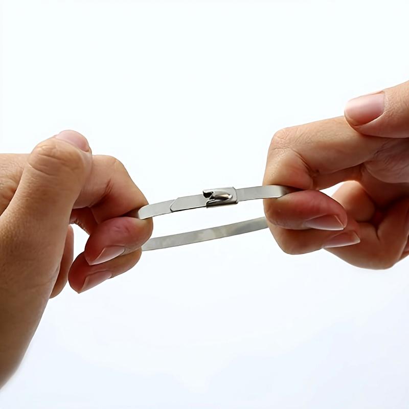 100PC/Bag 201 Stainless Steel Cable Tie Self-locking Bundling Wire and Cable Strap Heavy Duty Rust-proof Outdoor Fence