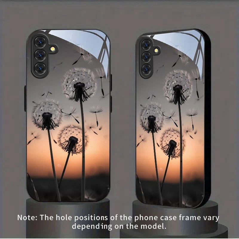 Dandelion Floating Fluff Pattern Tempered Glass Phone Case For iPhone 17 16 15 14 13 12 11 Pro Max 17 Air 7 8 Plus XR XS X Cover