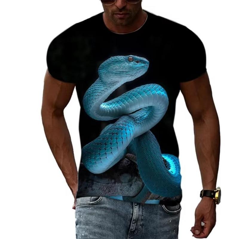 Horror King Cobra Graphic T Shirt Men 3D Printed Snake T-shirt Casual Streetwear Men Clothing Summer O Neck Tops Tee