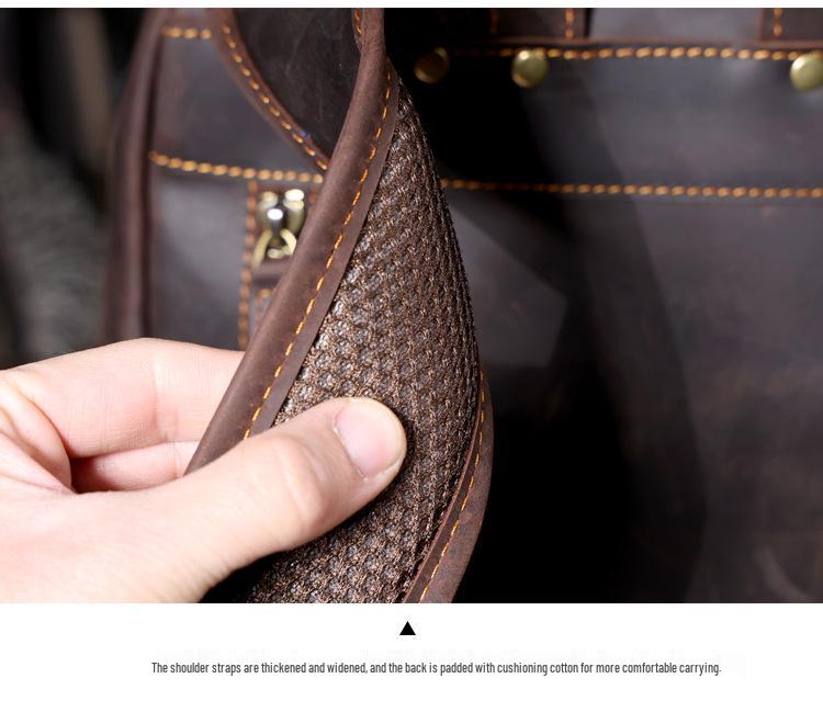 Sivok Retro Men's Genuine Leather Cowhide Laptop Backpack