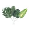 A84E-340 Pieces 8 Kinds Tropical Party Decorations Jungle Monstera Leaves , Artificial Palm Leaves With Faux Stem