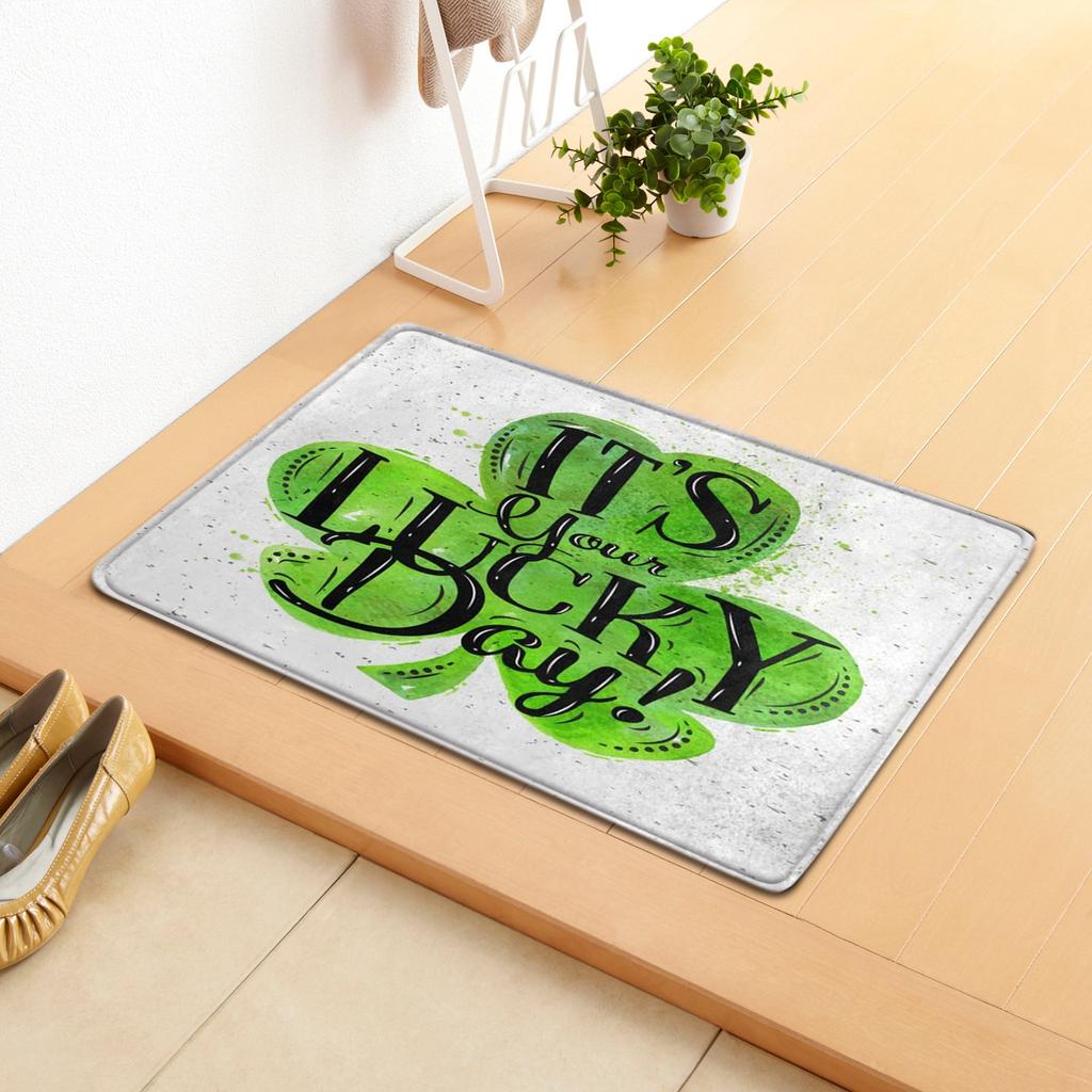 Irish Door Mat St. Patrick'S Day Absorbent Floor Mat Bedroom Shamrock Non-Slip Carpet