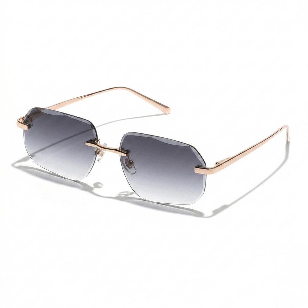 Superhot Eyewear 79200 Fashion 2026 Y2K Rimless Rectangle Gradient UV Protection Sunglasses for Women C1. Gold-Grey Gradient