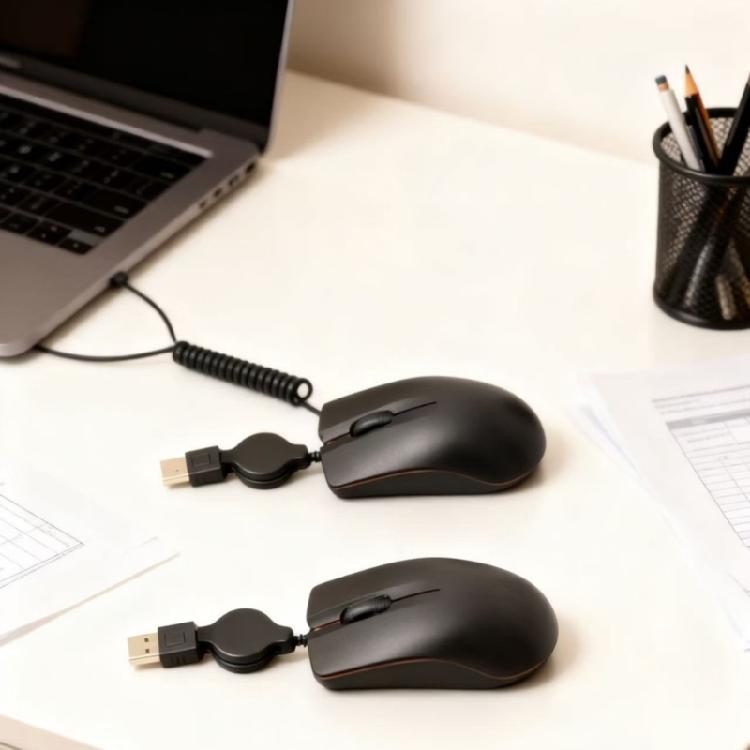 High Precisions 1000DPI Quiet Corded Mouse Ergonomic Retractable USB Cable for Efficient Work Study Gaming Comfortable