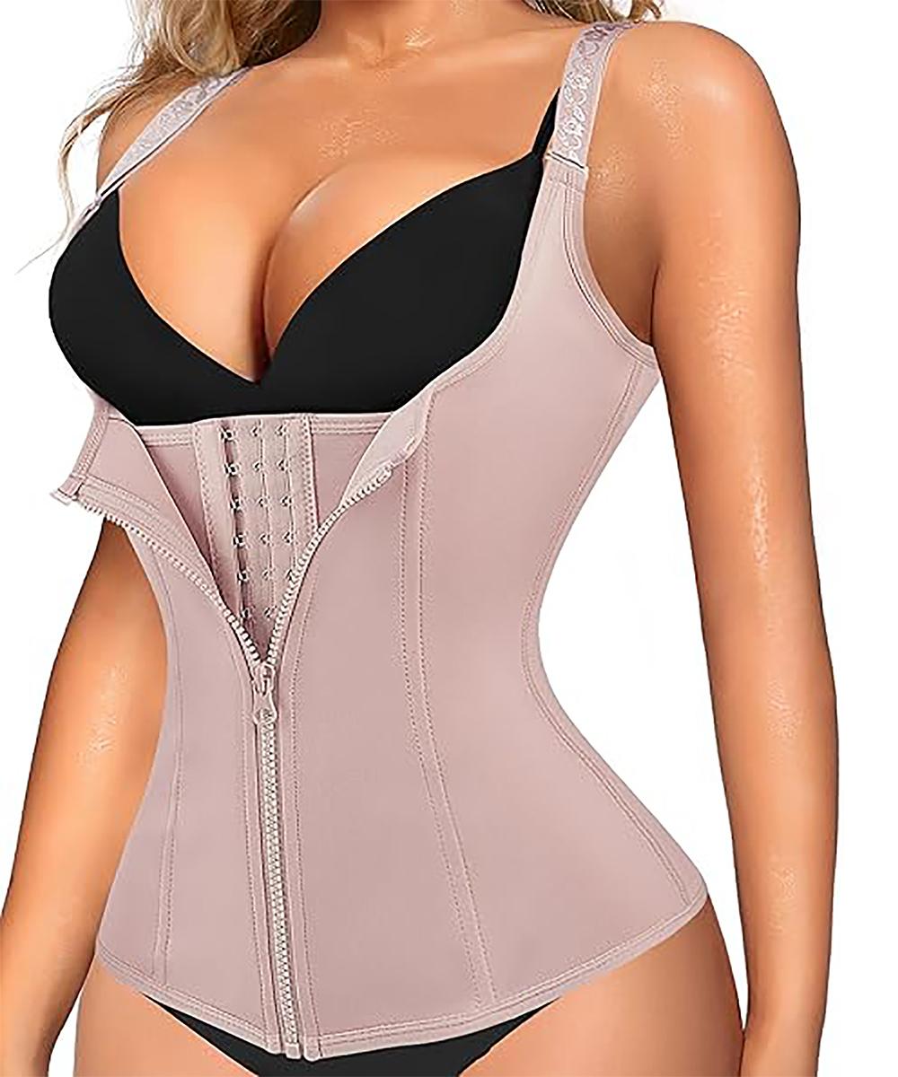 

Корсет Waist Trainer для женщин, корректирующее белье для живота с застежкой-молнией и крючками, женская утягивающая майка-топ с регулируемыми бретелями L бежевый