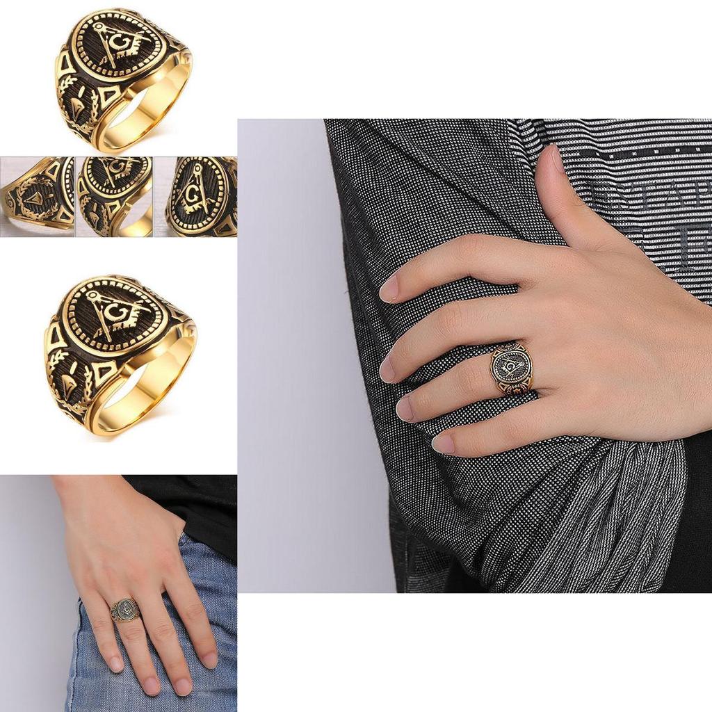 Anello da Uomo Color Oro con Lettera Moda Elegante Semplice Stile Trendy per Uso Quotidiano da Uomo